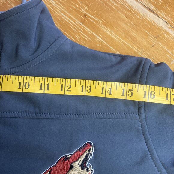 NHL Full Zip Softshell Coyotes Front Back Embroidered Track Jacket Size S Grey - Picture 10 of 10